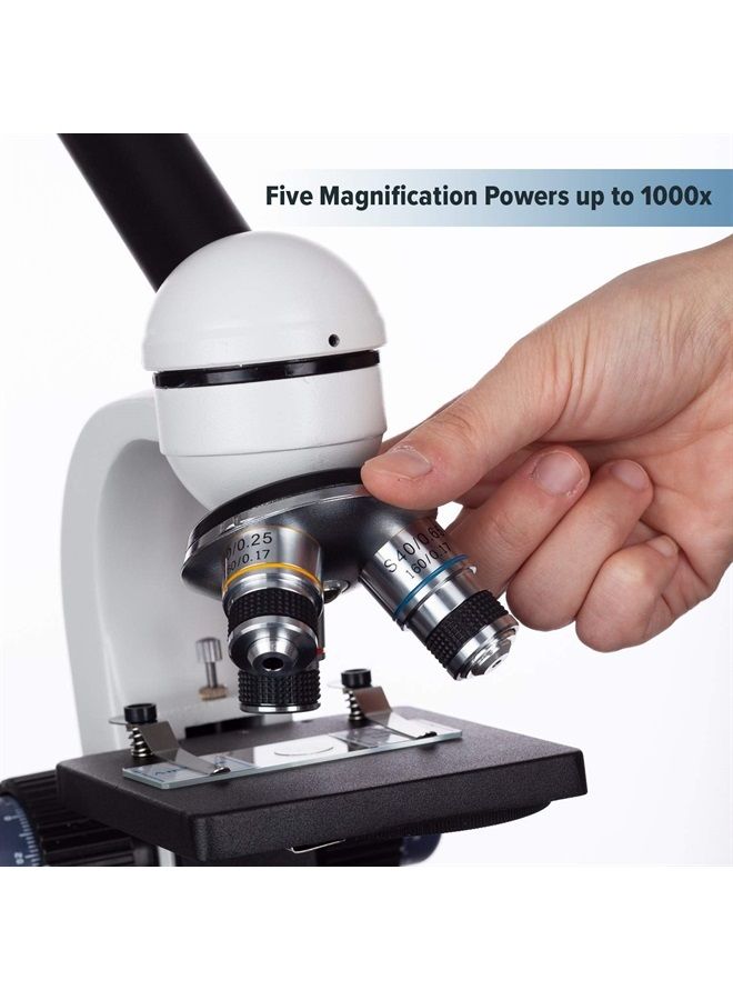 M150C-I 40X-1000X All-Metal Optical Glass Lenses Cordless LED Student Biological Compound Microscope