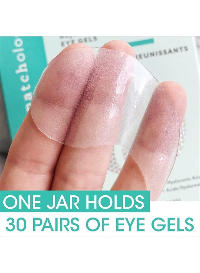 Rejuvenating Under Eye Gels - Hydrating Eye Mask w/Caffeine, Hydrolyzed Collagen & Centella Asiatica- Under Eye Patches For Dark Circles - Minimize Puffiness & Wrinkle Reducer - 30 ​Pairs