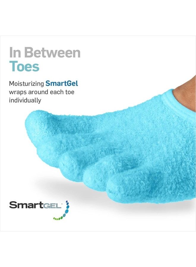 5-Toe Gel Lined Foot Moisturizing Socks – Aloe & Shea Infused Fuzzy Hydrating Socks for Women & Men - Soft Feet Moisturizer Spa & Pedicure Socks for Dry Cracked Heels, Calluses - Medium