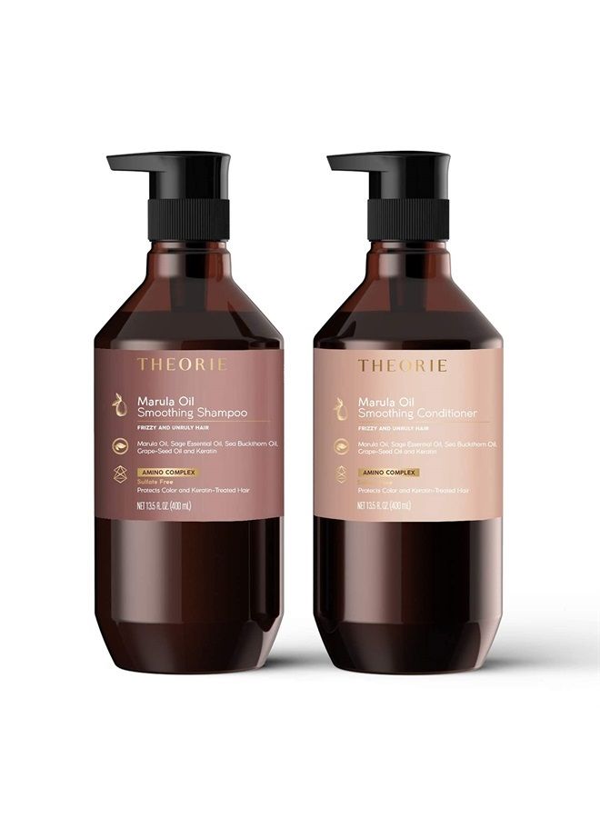 THEORIE Marula Oil Smoothing Shampoo - Controls Frizz & Smooths Hair with Marula Oil, Sea Buckthorn Oil & Grape Seed Oil, Sulfate-Free, Gluten-Free, Suited to All Hair Types, 400 ML