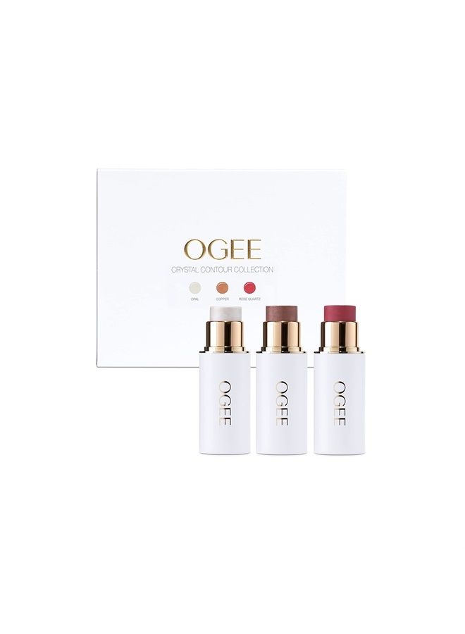 Face Stick Trio - Contour Stick Makeup Collection - Certified Organic Bronzer, Blush Stick, and Highlighter Stick for a Flawless Look