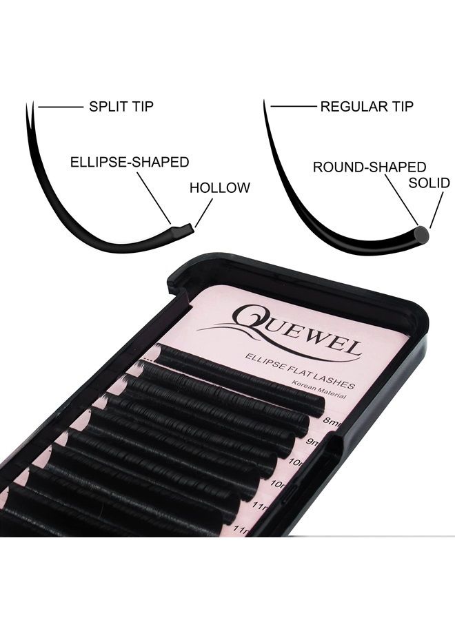 Ellipse Flat Eyelash Extensions 0.20mm Curl CC 8-15mm Mix Matte Black|0.15/0.20mm Curl C|CC|D|DD Mix-8-15mm Single 8-18mm|(0.20 CC Mix8-15)
