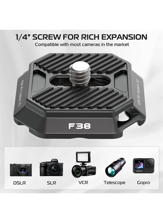 FALCAM F38 Camera Quick Release Plate Compatible with PD Capture Camera Clip V3, 38mm Standard Mounting Adapter w 1/4