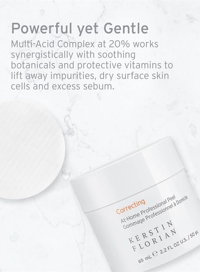 Correcting At-Home Professional Peel, Glycolic & Lactic Acid Exfoliating Pore Pads (50 individual pads)
