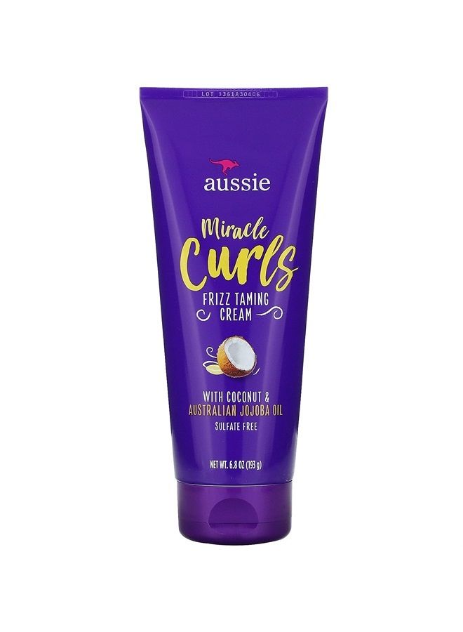 Miracle Curls Frizz Taming Cream 6.8 Ounce (Coconut & Jojoba Oil) (3 Pack)