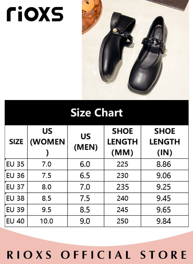 Women's Fashion Loafers Classic Soft Sole Mary Jane Shoes Square Toe Comfortable Low Heel Flats