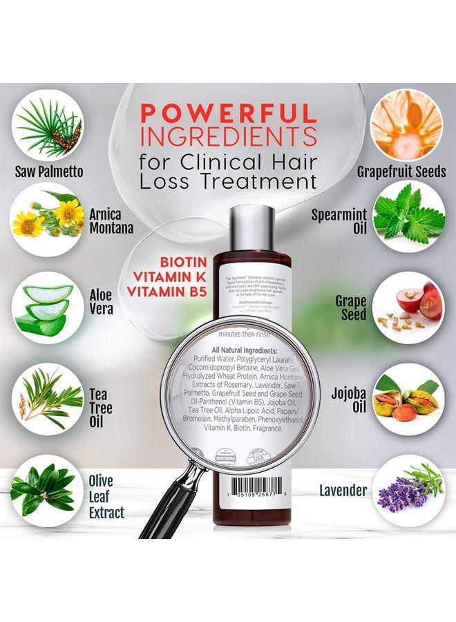 HairStem DHT Blocker Hair Growth Shampoo Products with Biotin, Saw Palmetto - Clinically Developed - Hair Loss Products Treatments- 10oz