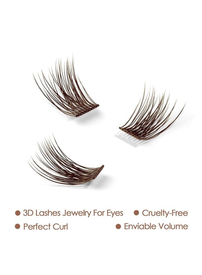 DIY Eyelash Extension, 3D Effect Individual Melt Flare Lash Cluster Natural Lashes Set, Home Eyelash Extension, Lashes Pack (10MM-Amber)