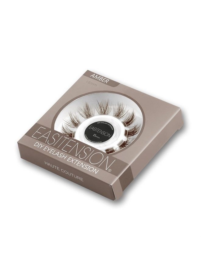 DIY Eyelash Extension, 3D Effect Individual Melt Flare Lash Cluster Natural Lashes Set, Home Eyelash Extension, Lashes Pack (10MM-Amber)