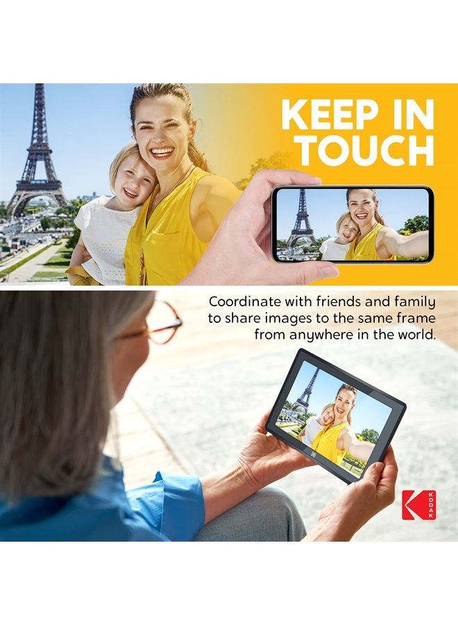 Kodak 10-Inch Touch Screen Digital Picture Frame, Wi-Fi Enabled with 16GB of Internal Memory, HD Photo Display and Music/Video Support Plus Clock, Calendar, Weather and Location Updates - Matte Black