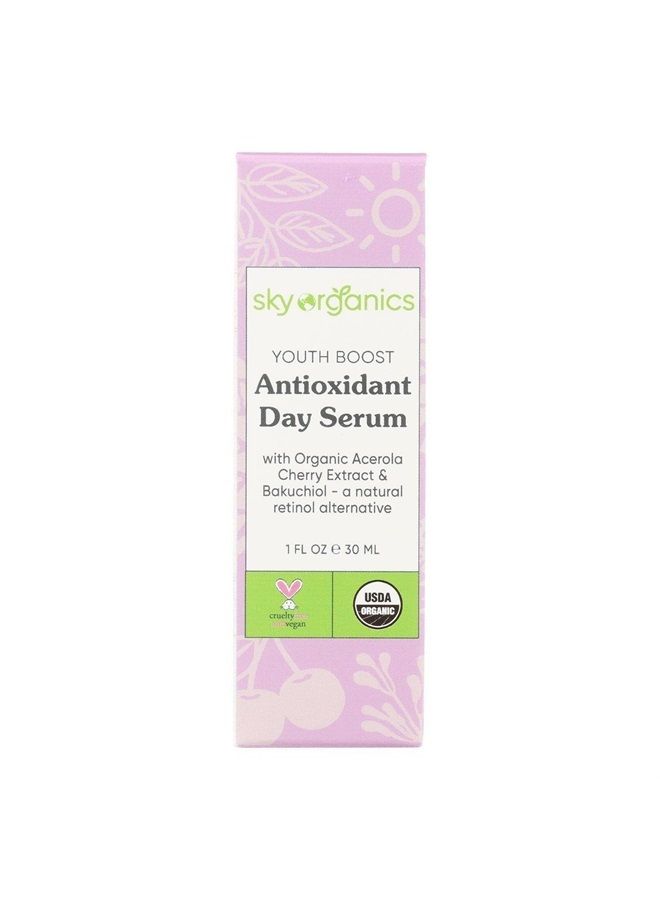 Youth Boost Antioxidant Day Serum for Face USDA Certified Organic to Hydrate, Smooth & Boost Glow 1 fl. Oz