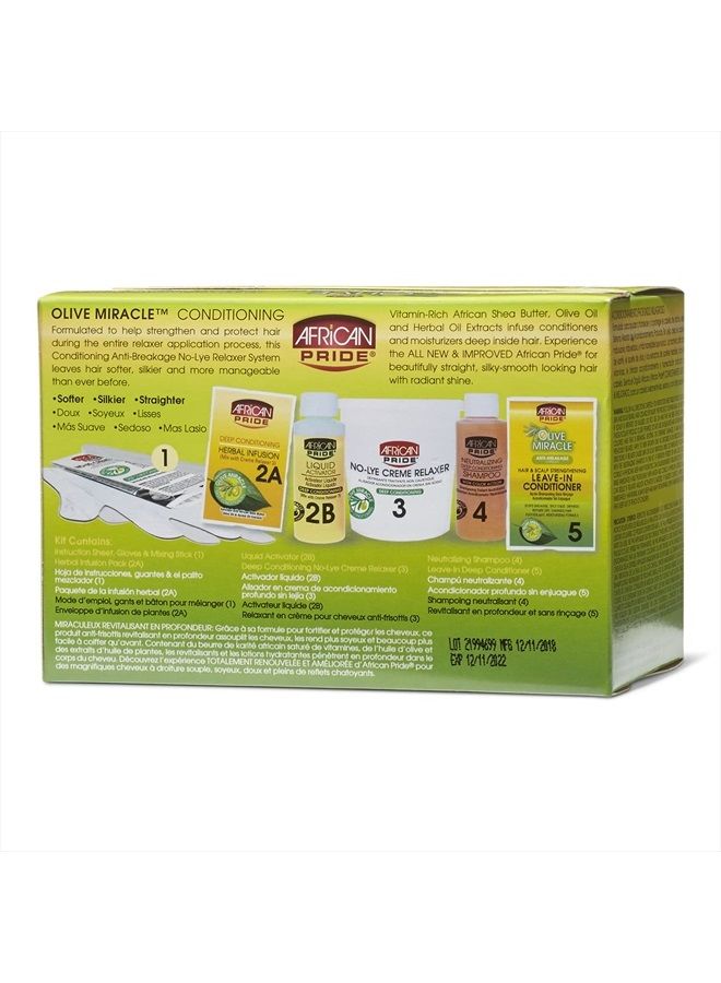 Olive Miracle Deep Conditioning No-Lye Relaxer Super - Contains Aloe Vera, Castor Oil & Biotin to Condition, Moisturize & Protect Hair, 1 Kit