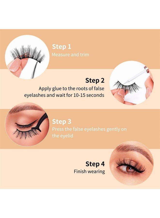 Fake Eyelashes -10 Pairs 6D Faux Lashes Pack - Lashes Natural Look Reusable Mink False Eyelashes Wispy Fluffy Cat Eye Lashes |07-15.7mm