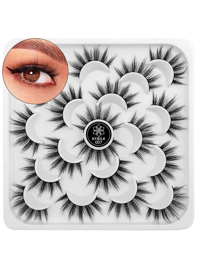 Fake Eyelashes -10 Pairs 6D Faux Lashes Pack - Lashes Natural Look Reusable Mink False Eyelashes Wispy Fluffy Cat Eye Lashes |07-15.7mm