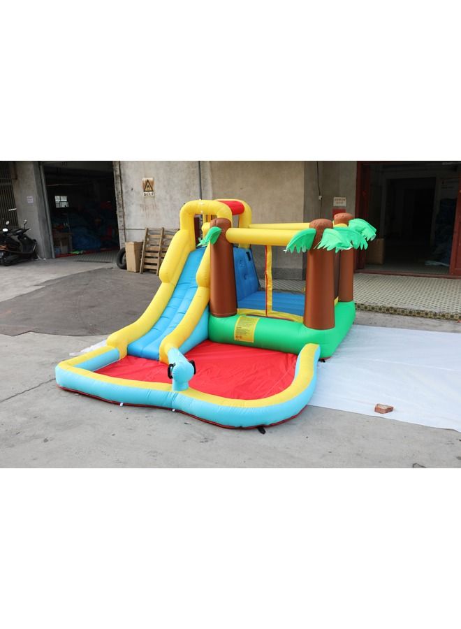 Outdoor Palm Tree Bounce House Inflatable Water Slide With Blower