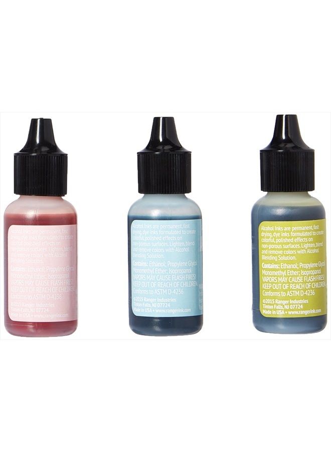 Tim Holtz Alcohol Ink .5oz 3/Pkg, Countryside-Shell Pnk/Willow/Cloudy Blue