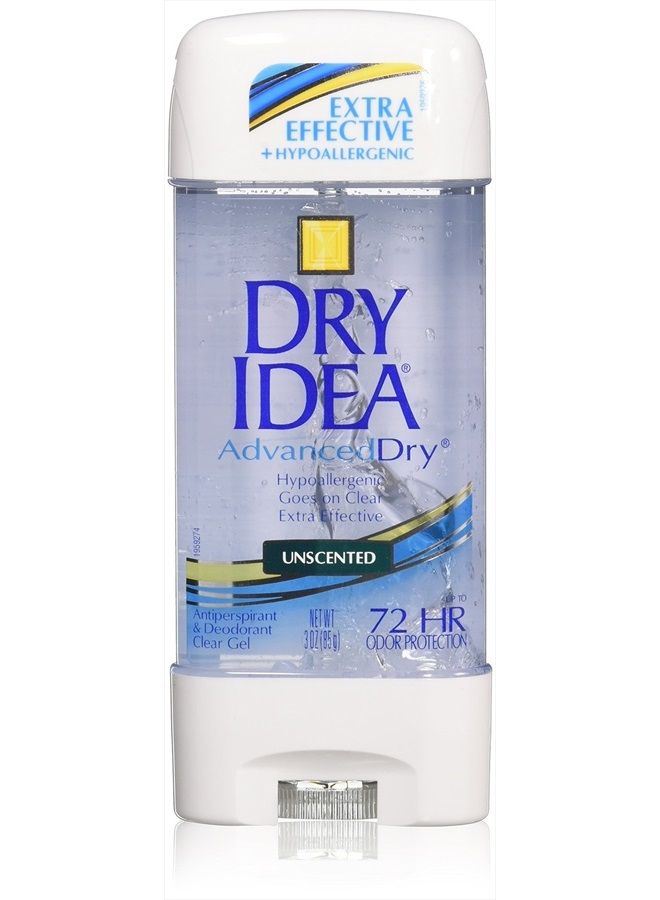 Advanced Dry Unscented Antiperspirant and Deodorant Clear Gel, 3 Ounce (Pack of 6)