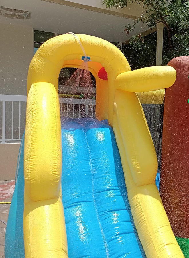 Fancy And Stylish Inflatable Bouncy Castle With Water Slide And Spray Gun 385x300x205cm