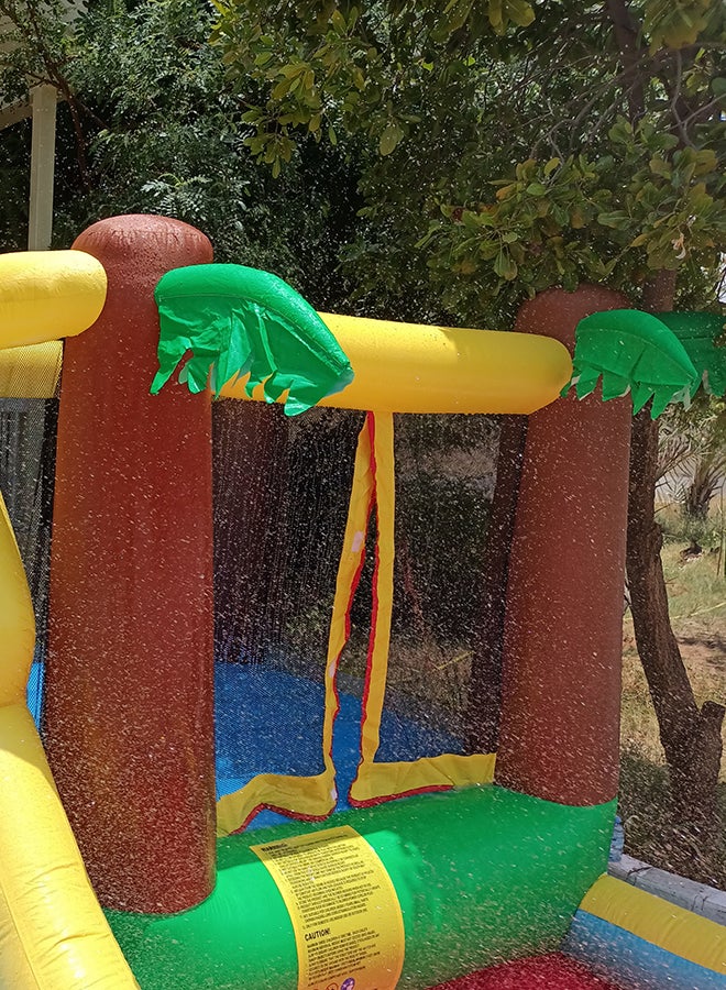 Fancy And Stylish Inflatable Bouncy Castle With Water Slide And Spray Gun 385x300x205cm
