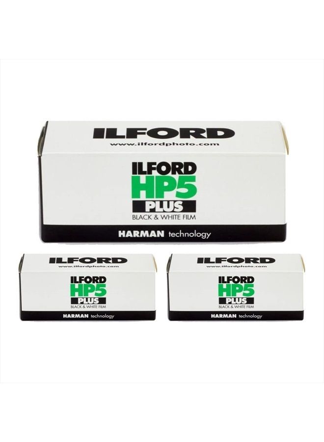 HP5 Plus Black and White Negative Film ISO 400 (120 Roll Film) 3-Pack
