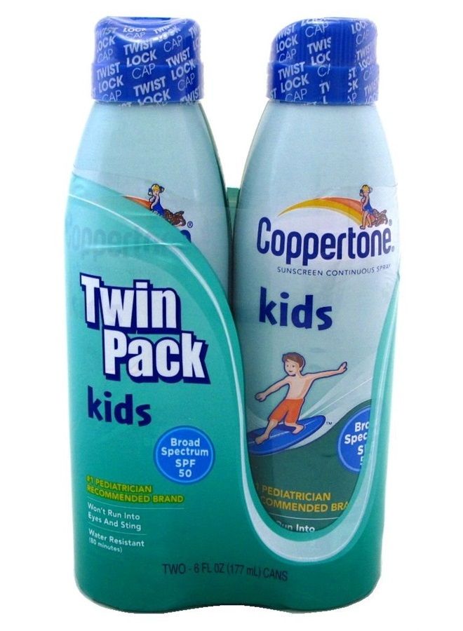 Kids Sunscreen, Clear Continuous Spray, SPF 50, Twin Pack 2 ea
