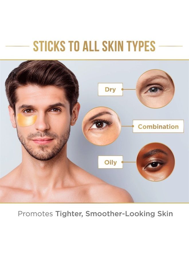 24K Gold Eye Mask - Puffy Eyes and Dark Circles Treatments – Look Less Tired and Reduce Wrinkles and Fine Lines Undereye, Revitalize and Refresh Your Skin - 30 Pairs Eye Gels