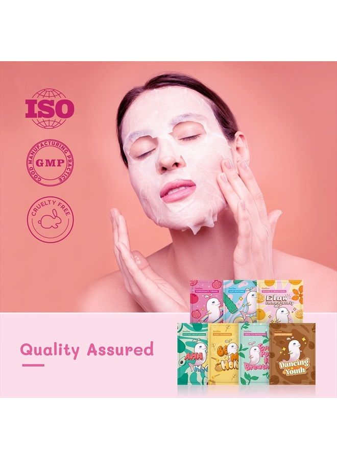 Sheet Mask Face Mask Skin Care (Pack of 14) Beauty Facial Mask Kids Spa Face Mask Birthday Party gifts Women, kids Girls Skincare - Hydrate, Brighten, Moisturize,Soothe for All Skin Types