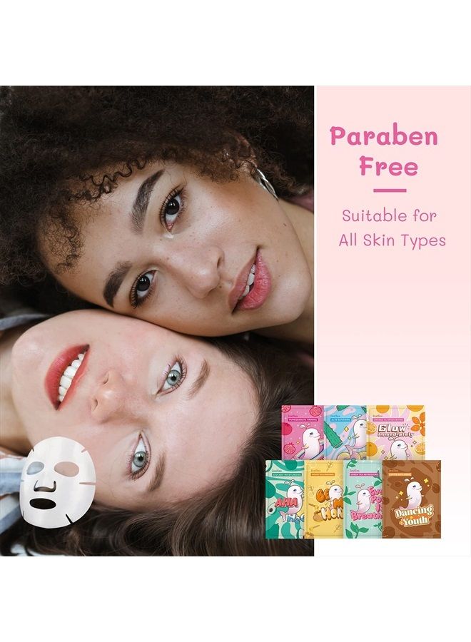 Sheet Mask Face Mask Skin Care (Pack of 14) Beauty Facial Mask Kids Spa Face Mask Birthday Party gifts Women, kids Girls Skincare - Hydrate, Brighten, Moisturize,Soothe for All Skin Types
