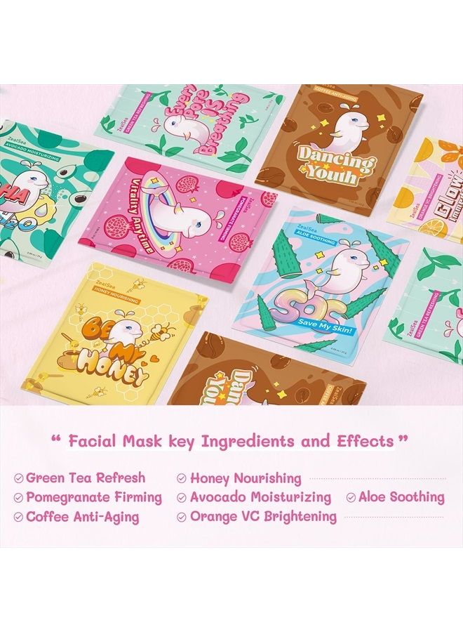 Sheet Mask Face Mask Skin Care (Pack of 14) Beauty Facial Mask Kids Spa Face Mask Birthday Party gifts Women, kids Girls Skincare - Hydrate, Brighten, Moisturize,Soothe for All Skin Types
