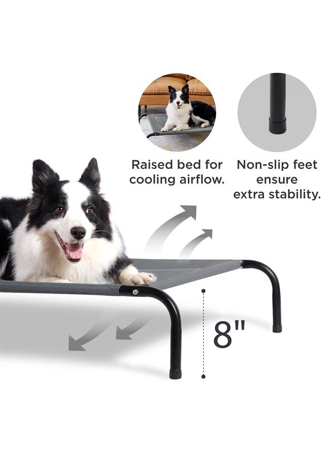 Large Elevated Cooling Outdoor Dog Bed - Raised Dog Cots Beds for Large Dogs, Portable Indoor & Outdoor Pet Hammock Bed with Skid-Resistant Feet, Frame with Breathable Mesh, Grey, 49 inches
