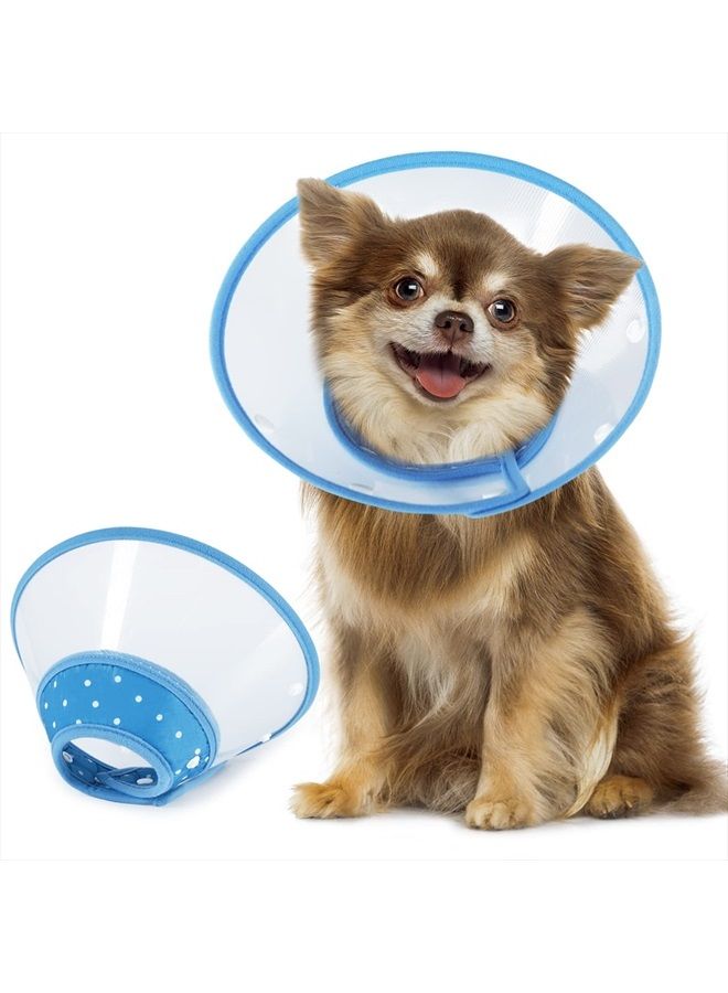 Dog Cones for Small Dogs, Adjustable 5.7-8in Pet Cone, Lightweight Recovery Elizabethan Collar for Cats, Puppies and Mini Dogs (Blue)