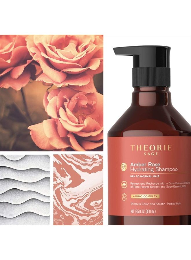 Amber Rose Hydrating Shampoo- Refresh & Hydrate, Irresistible Scent of Rose, Jasmine & Amber, Suited for All Hair Types-Color & Keratin Treated Hair, 400ML