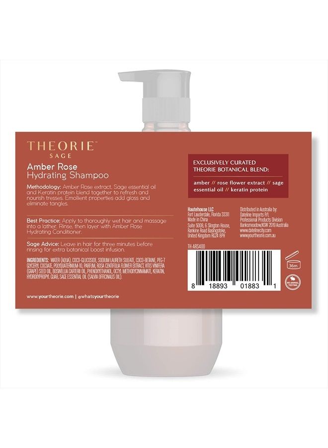 Amber Rose Hydrating Shampoo- Refresh & Hydrate, Irresistible Scent of Rose, Jasmine & Amber, Suited for All Hair Types-Color & Keratin Treated Hair, 400ML