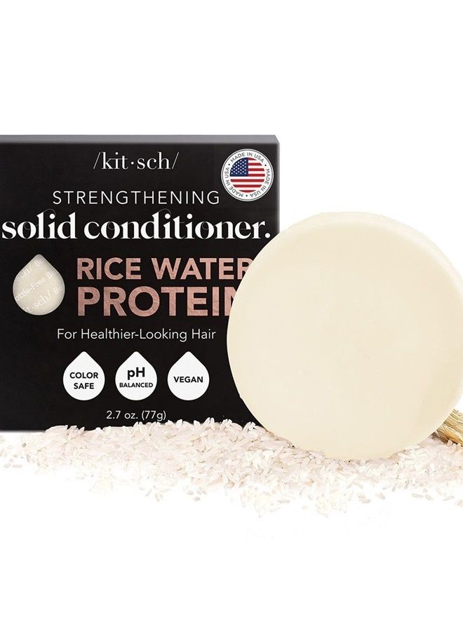 Strengthening Hair Conditioner Bar with Rice Water Protein | Made in US | Eco-Friendly Cleansing and Moisturizing Conditioner Bar | Paraben Free | Sulfate free Conditioner | 2.7 oz