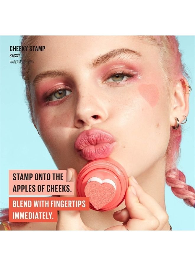 Blush - Cheeky Stamp | Gift, 7 Shades, Buildable & Blendable Shade with Heart-shaped Applicator, Coral Finish, 05 Sassy, 0.17 Oz