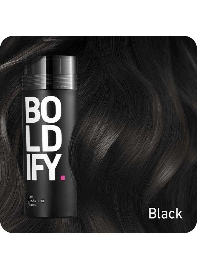 ﻿﻿BOLDIFY Hair Fibers for Thinning Hair (BLACK) Undetectable & Natural - 28g Bottle - Hair Powder - Completely Conceals Hair Loss in 15 Sec - Hair Thickener & Topper for Fine Hair for Women & Men