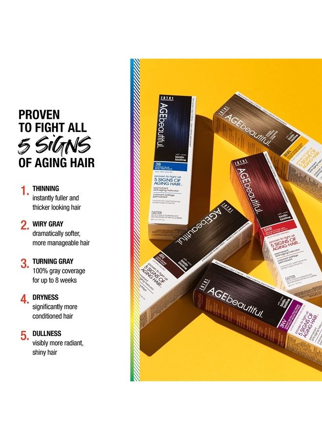 AGEbeautiful Permanent Liqui Creme Hair Color Dye | 100% Gray Coverage | Anti-Aging | Professional Salon Coloring | 5RR Medium Intense Red