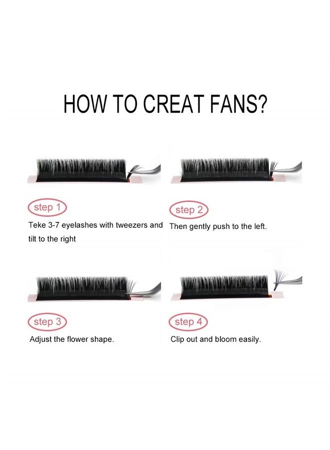 Volume Lash Extensions Thickness 0.07mm D Curl 12mm Rapid Blooming Easy Fan Mink Black|Thickness 0.05/0.07/0.10/0.12mm C/D Curl Length Single 8-18mm Mix-8-15mm Mix-9-16mm| (0.07-D-12mm)
