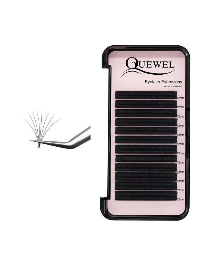 Volume Lash Extensions Thickness 0.07mm D Curl 12mm Rapid Blooming Easy Fan Mink Black|Thickness 0.05/0.07/0.10/0.12mm C/D Curl Length Single 8-18mm Mix-8-15mm Mix-9-16mm| (0.07-D-12mm)