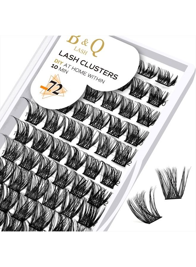 Lash Clusters B05 72 Cluster Lashes Mixed Tray DIY Eyelash Extensions D Curl B&Q LASH Fluffy Individual Eyelash Clusters Extensions DIY at Home (B05,D-8-16MIX)