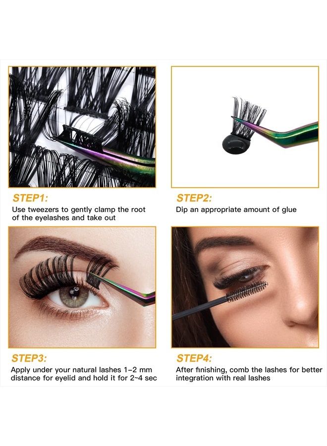 Lash Clusters B05 72 Cluster Lashes Mixed Tray DIY Eyelash Extensions D Curl B&Q LASH Fluffy Individual Eyelash Clusters Extensions DIY at Home (B05,D-8-16MIX)