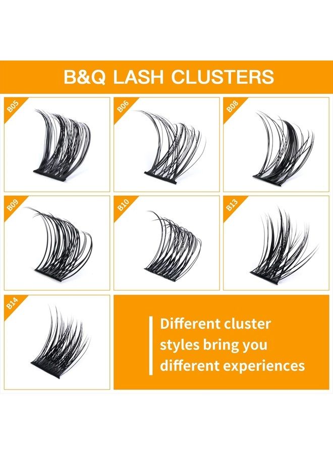 Lash Clusters B05 72 Cluster Lashes Mixed Tray DIY Eyelash Extensions D Curl B&Q LASH Fluffy Individual Eyelash Clusters Extensions DIY at Home (B05,D-8-16MIX)
