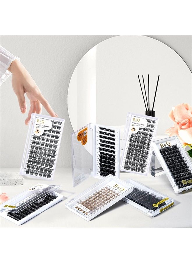 Lash Clusters B05 72 Cluster Lashes Mixed Tray DIY Eyelash Extensions D Curl B&Q LASH Fluffy Individual Eyelash Clusters Extensions DIY at Home (B05,D-8-16MIX)