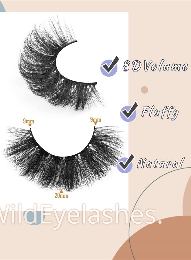 Eyelashes Mink Lashes Fluffy Natural Look Wispy Full Eye Lashes 8D 20 mm Long C Curl Strip Eyelashes Pack 10 Pairs Reusable Fake Eyelashes That Look Like Extensions by GODDVENUS