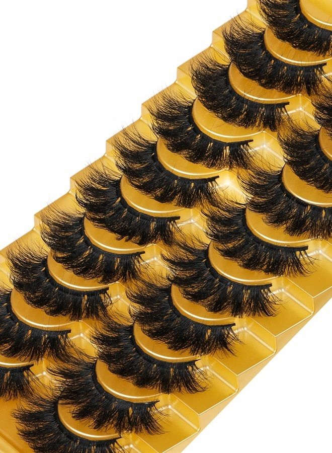Eyelashes Mink Lashes Fluffy Natural Look Wispy Full Eye Lashes 8D 20 mm Long C Curl Strip Eyelashes Pack 10 Pairs Reusable Fake Eyelashes That Look Like Extensions by GODDVENUS
