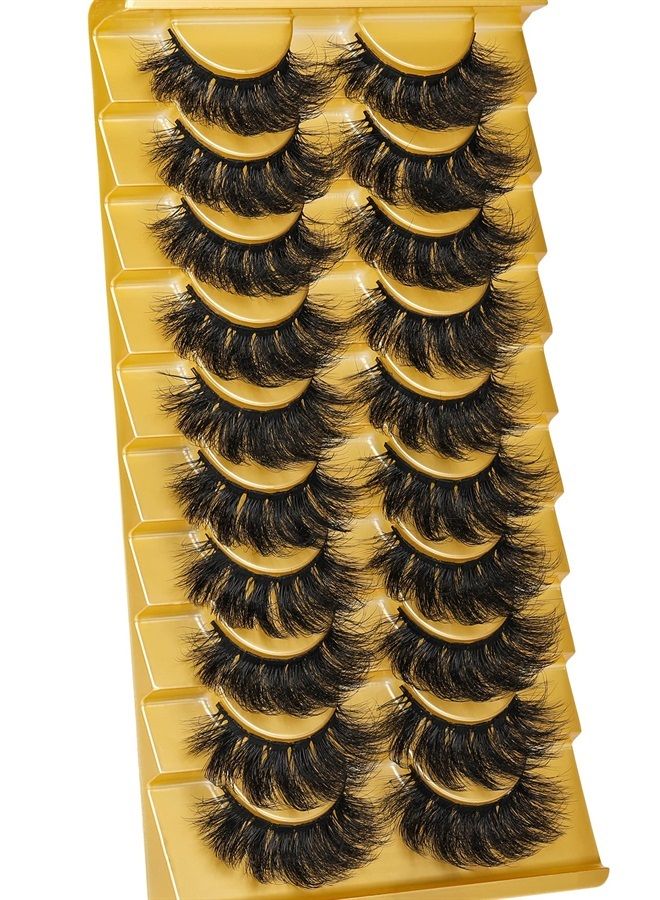 Eyelashes Mink Lashes Fluffy Natural Look Wispy Full Eye Lashes 8D 20 mm Long C Curl Strip Eyelashes Pack 10 Pairs Reusable Fake Eyelashes That Look Like Extensions by GODDVENUS