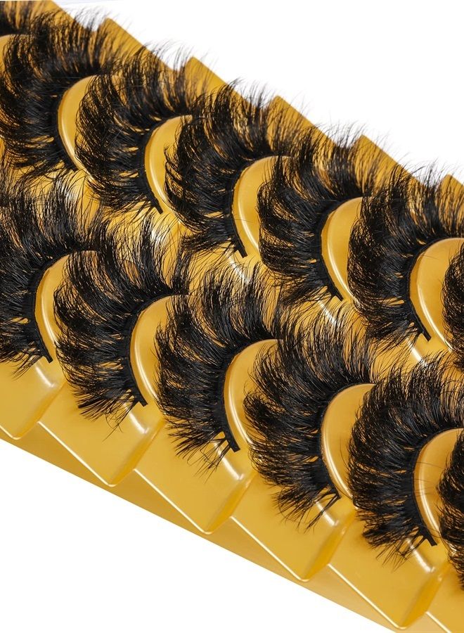 Eyelashes Mink Lashes Fluffy Natural Look Wispy Full Eye Lashes 8D 20 mm Long C Curl Strip Eyelashes Pack 10 Pairs Reusable Fake Eyelashes That Look Like Extensions by GODDVENUS