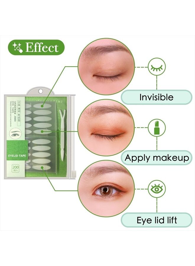 200 Pairs Natural Invisible One Side Eyelid Tape Stickers Waterproof Breathable Self-Adhesive Eyelid Lift Strip, Instant Eye Lift Without Surgery, Perfect for Uneven Droopy Hooded eyelids