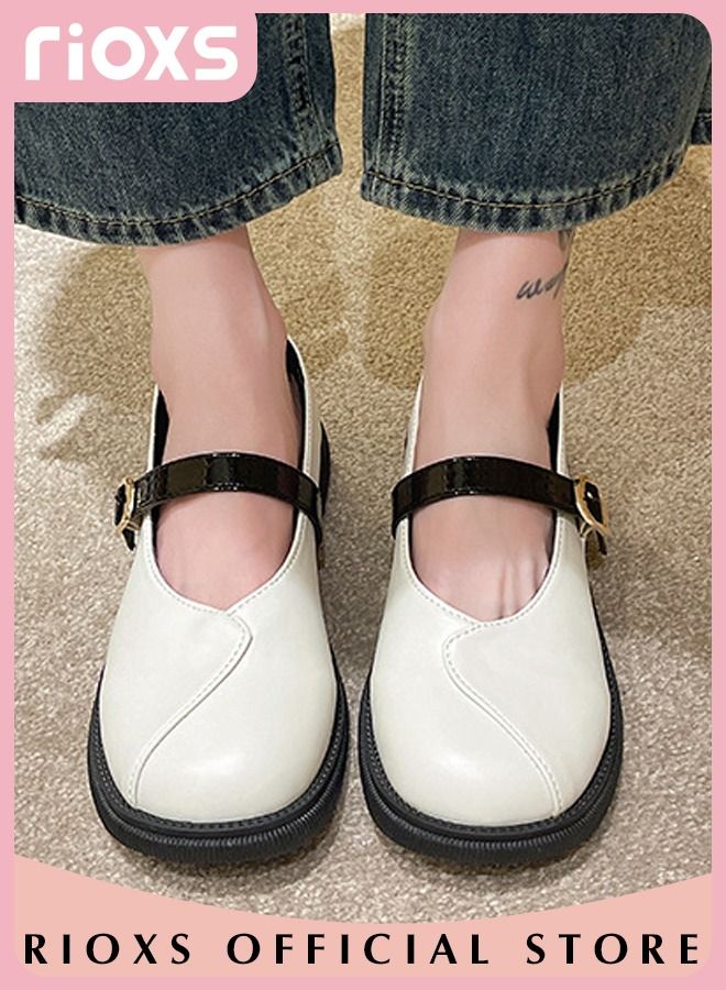 Women's Fashion Casual Lightweight Mary Jane Loafers Classic Soft ELastic Sole Shoes Square Toe Comfortable Low Heel Flats