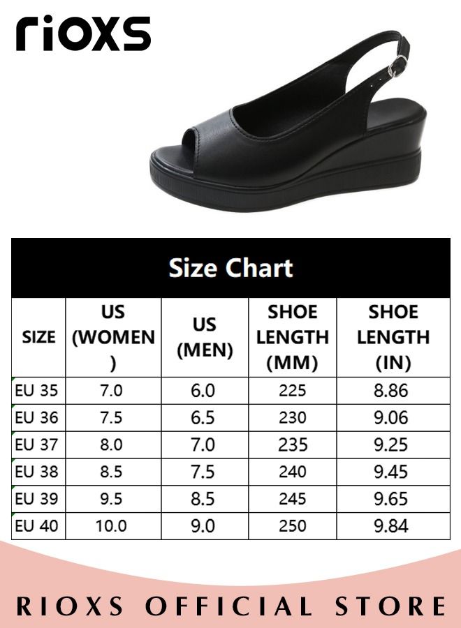 Women's Fashion Casual Wedge Sandals Non-Slip Platform Thick Sole Sandals Open Round Toe Ankle Strap Sandals Dress Shoes